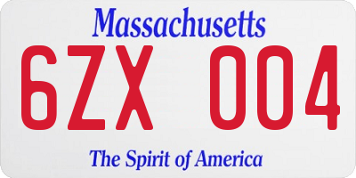 MA license plate 6ZX004