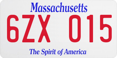 MA license plate 6ZX015