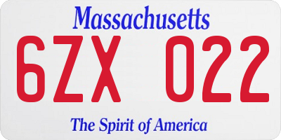 MA license plate 6ZX022