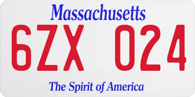 MA license plate 6ZX024