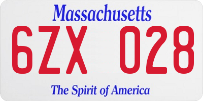 MA license plate 6ZX028