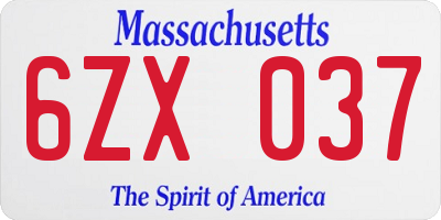 MA license plate 6ZX037