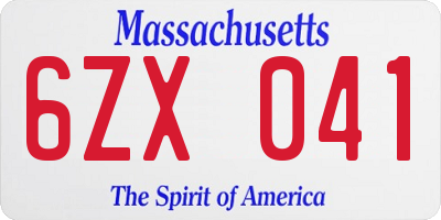 MA license plate 6ZX041