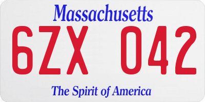 MA license plate 6ZX042