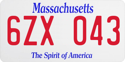 MA license plate 6ZX043