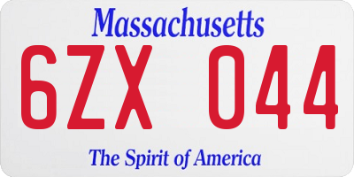 MA license plate 6ZX044