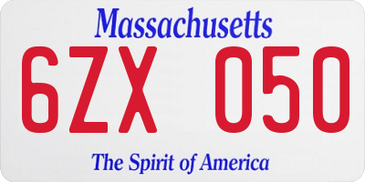 MA license plate 6ZX050