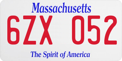 MA license plate 6ZX052