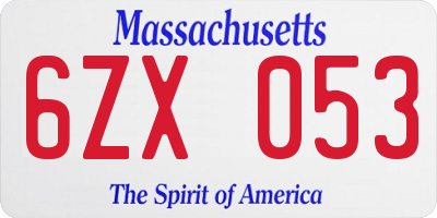 MA license plate 6ZX053