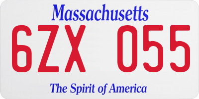 MA license plate 6ZX055