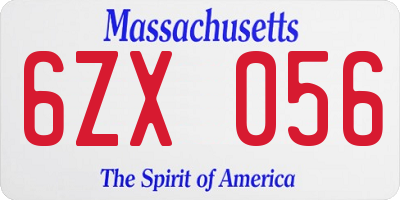 MA license plate 6ZX056