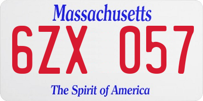 MA license plate 6ZX057