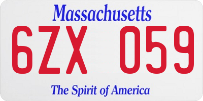 MA license plate 6ZX059