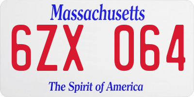 MA license plate 6ZX064