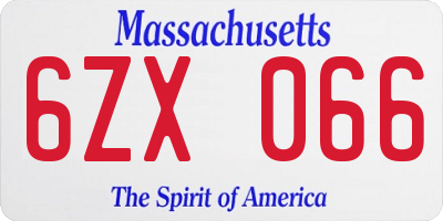 MA license plate 6ZX066