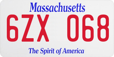 MA license plate 6ZX068