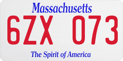 MA license plate 6ZX073