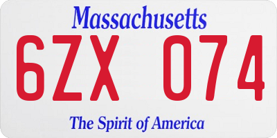 MA license plate 6ZX074