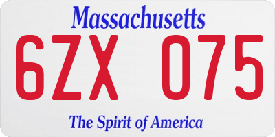 MA license plate 6ZX075