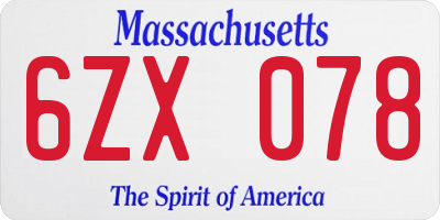 MA license plate 6ZX078