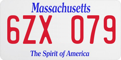 MA license plate 6ZX079