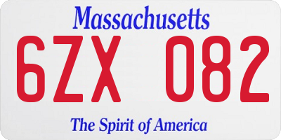 MA license plate 6ZX082