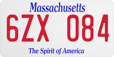 MA license plate 6ZX084