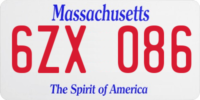 MA license plate 6ZX086
