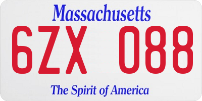 MA license plate 6ZX088