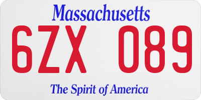 MA license plate 6ZX089