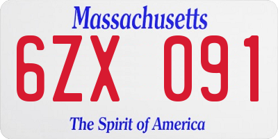 MA license plate 6ZX091