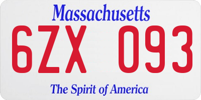 MA license plate 6ZX093