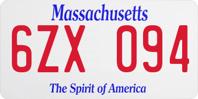 MA license plate 6ZX094