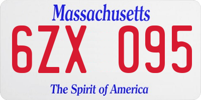 MA license plate 6ZX095