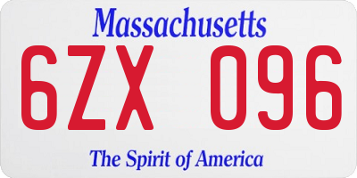 MA license plate 6ZX096
