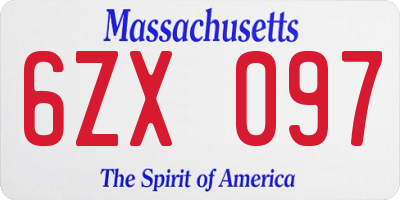 MA license plate 6ZX097