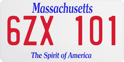 MA license plate 6ZX101