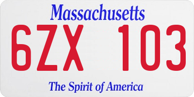 MA license plate 6ZX103