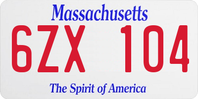 MA license plate 6ZX104
