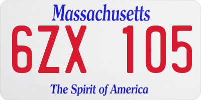 MA license plate 6ZX105