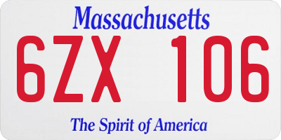 MA license plate 6ZX106