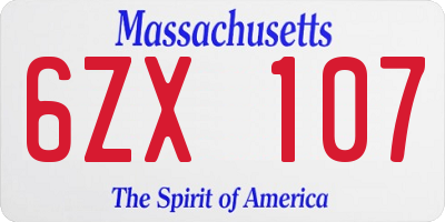 MA license plate 6ZX107
