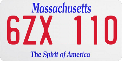 MA license plate 6ZX110