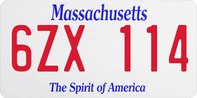MA license plate 6ZX114
