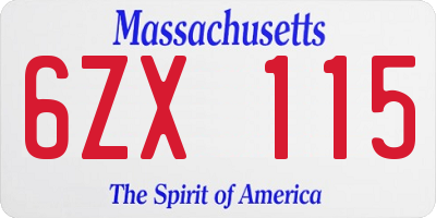 MA license plate 6ZX115
