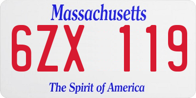 MA license plate 6ZX119