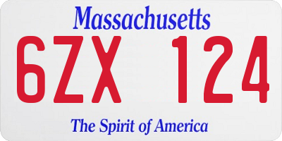 MA license plate 6ZX124