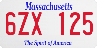 MA license plate 6ZX125