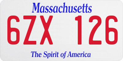 MA license plate 6ZX126