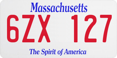 MA license plate 6ZX127